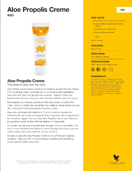 Forever Aloe Propolis Creme, aloe vera cream, bee propolis skin cream, nourishing moisturizer, soothing cream for dry skin, natural skincare, aloe and propolis lotion, healing skin cream