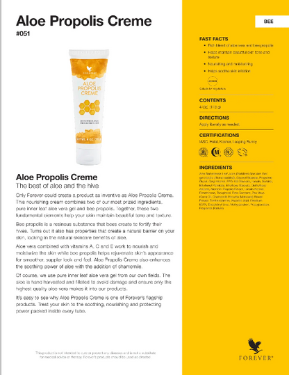 Forever Aloe Propolis Creme, aloe vera cream, bee propolis skin cream, nourishing moisturizer, soothing cream for dry skin, natural skincare, aloe and propolis lotion, healing skin cream
