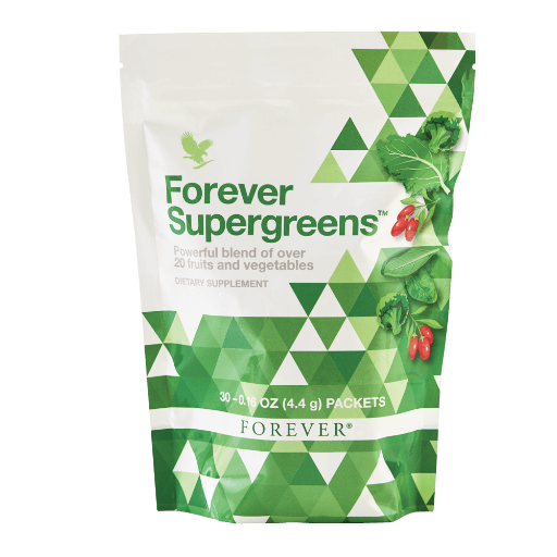 Supergreens™ – by Forever | Daily greens supplement with spirulina, spinach, kale, and aloe vera for energy and immune support